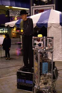 The juggling motions drive interactive electronic music.